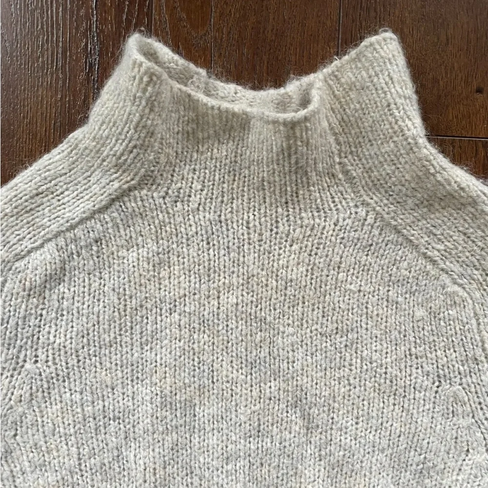 Aritzia Large Golden TNA Wool Blend Mock Neck Knit Sweater. Oatmeal. - Picture 12 of 14